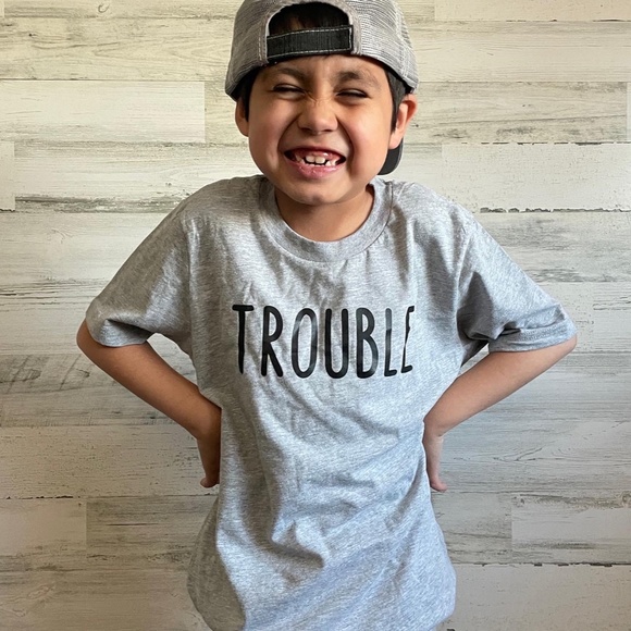 NEW Trouble Tee (Youth)- Kids T-shirt with Trouble on it - Picture 2 of 8